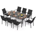 Gymax 9PCS Patio Dining Set Rectangular Table & Stackable Chairs w/Umbrella Hole