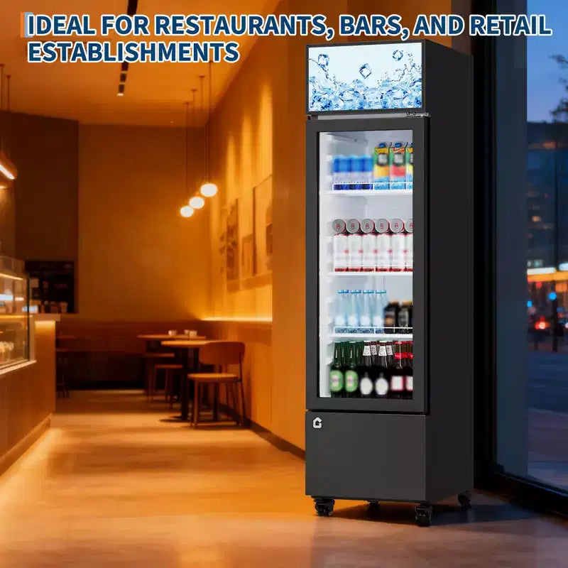 COZONY Glass Door Beverage Refrigerator, 6.1 Cu.ft Commercial Drink Cooler with Lightbox, No-Frost for Bar, Restaurant, Store