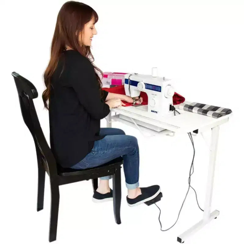 SewingRite SewStation 101 Portable Folding Sewing Table with Steel Legs, White - Perfect for Home, Office and Business