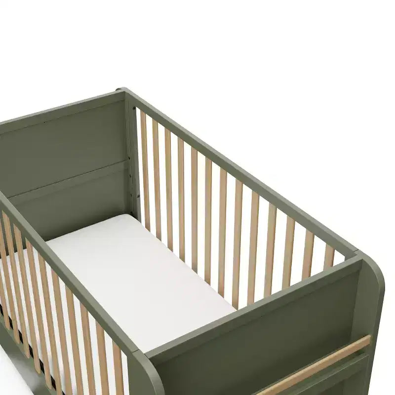 4-in-1 Convertible Crib with Drawer & Detachable Bookshelves, Adjustable Mattress Base