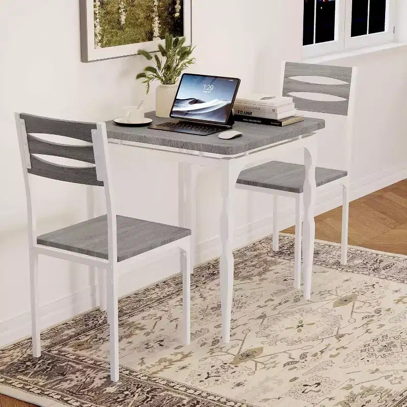 3-Piece Dining Set for Small Spaces, Table & 2 Chairs with Spiral Legs, Compact Kitchen Table Set for Apartments