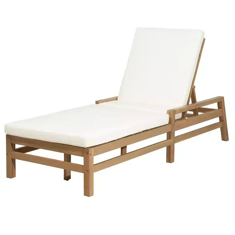 Merax 5-Position Acacia Outdoor Chaise Lounge with Thick Cushions