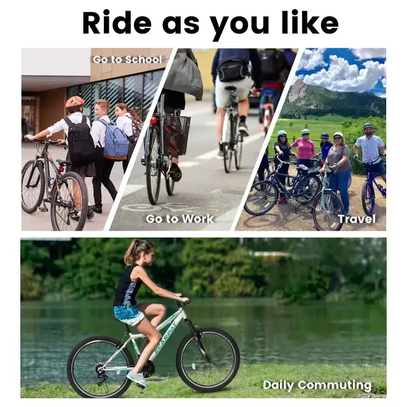 Zeus & Ruta 26 Mountain Bike with 21-Speed Gear, Front Suspension, V-Brake, Carbon Steel Frame Bicycle for Teens and Women
