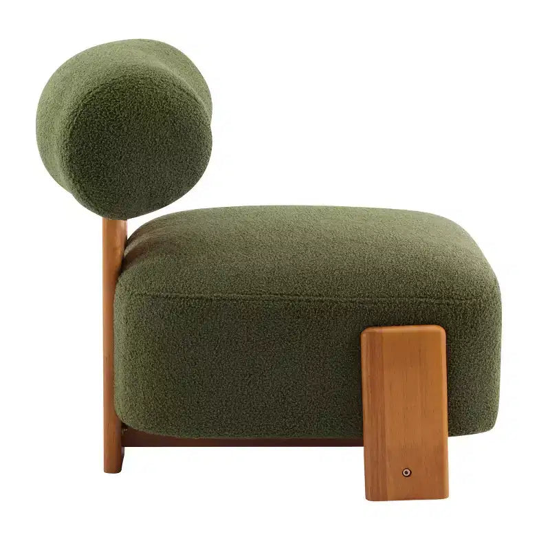 Modern Boucle Accent Chair with Rolled Backrest, Solid Wood Frame, Upholstered Accent Seating for Living Room, Bedroom, or Office