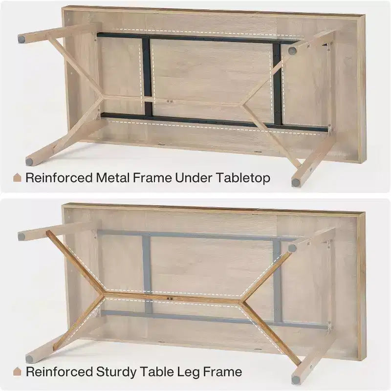 70.9-Inch Farmhouse Dining Table for 6-8, Large Rectangle Kitchen Table with Reinforced Legs, Natural