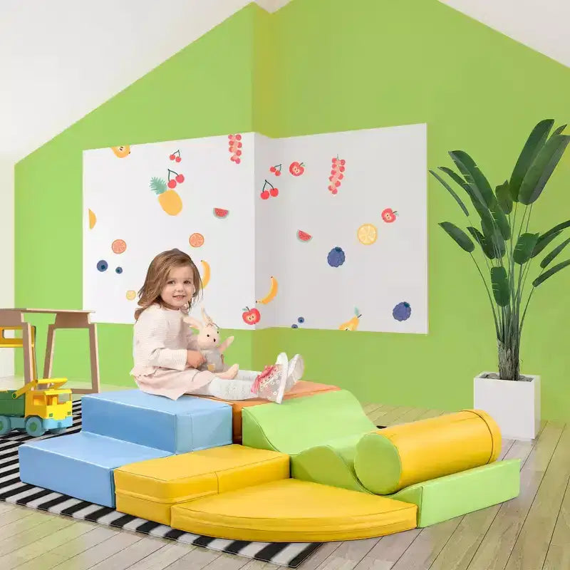 6-in-1 Climb Crawl Activity Play Set for Toddler Indoor Active Play Structure Climbing Crawling Toys Gym Equipment for Boys Girls Colorful