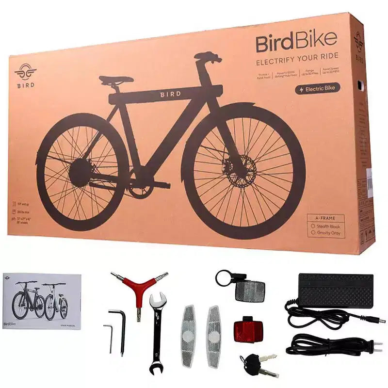 Bird Adult A Frame 28 Step Over Electric Hybrid Bike - Black: Aluminum Frame, 20 mph Max Speed