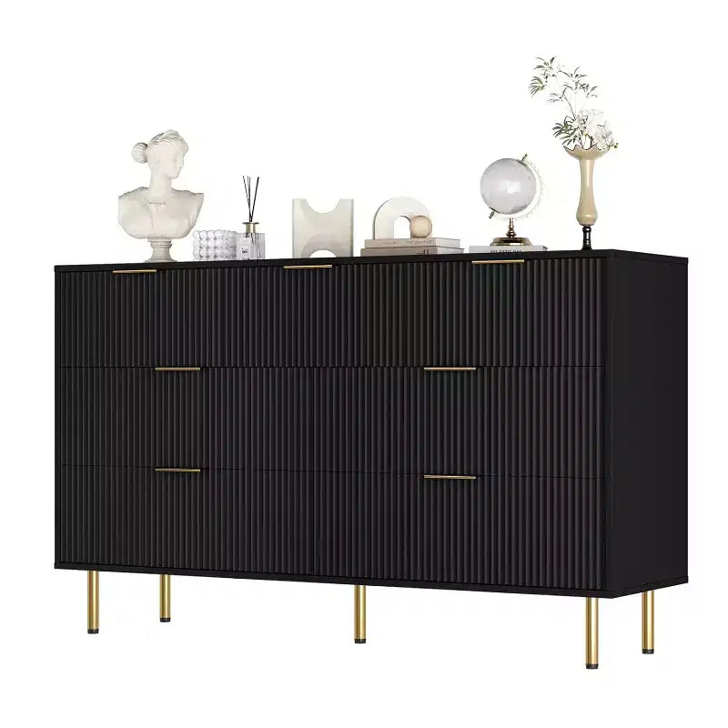 7-Drawer Fluted Dresser, Modern Wood Storage Cabinet, Bedroom Furniture for Living Room Hallway