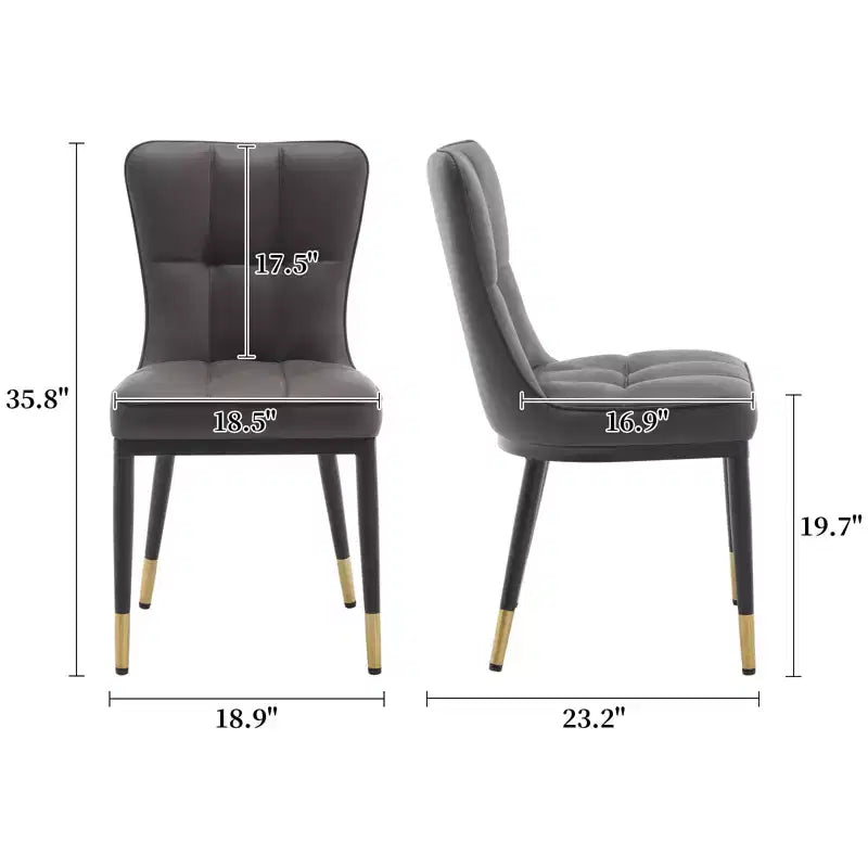 Bekrvio Dining Room Chairs Set of 6, Modern Upholstered Faux Leather Seat with High Back, Metal Legs, Armless Kitchen Chairs for Living Dinning Room